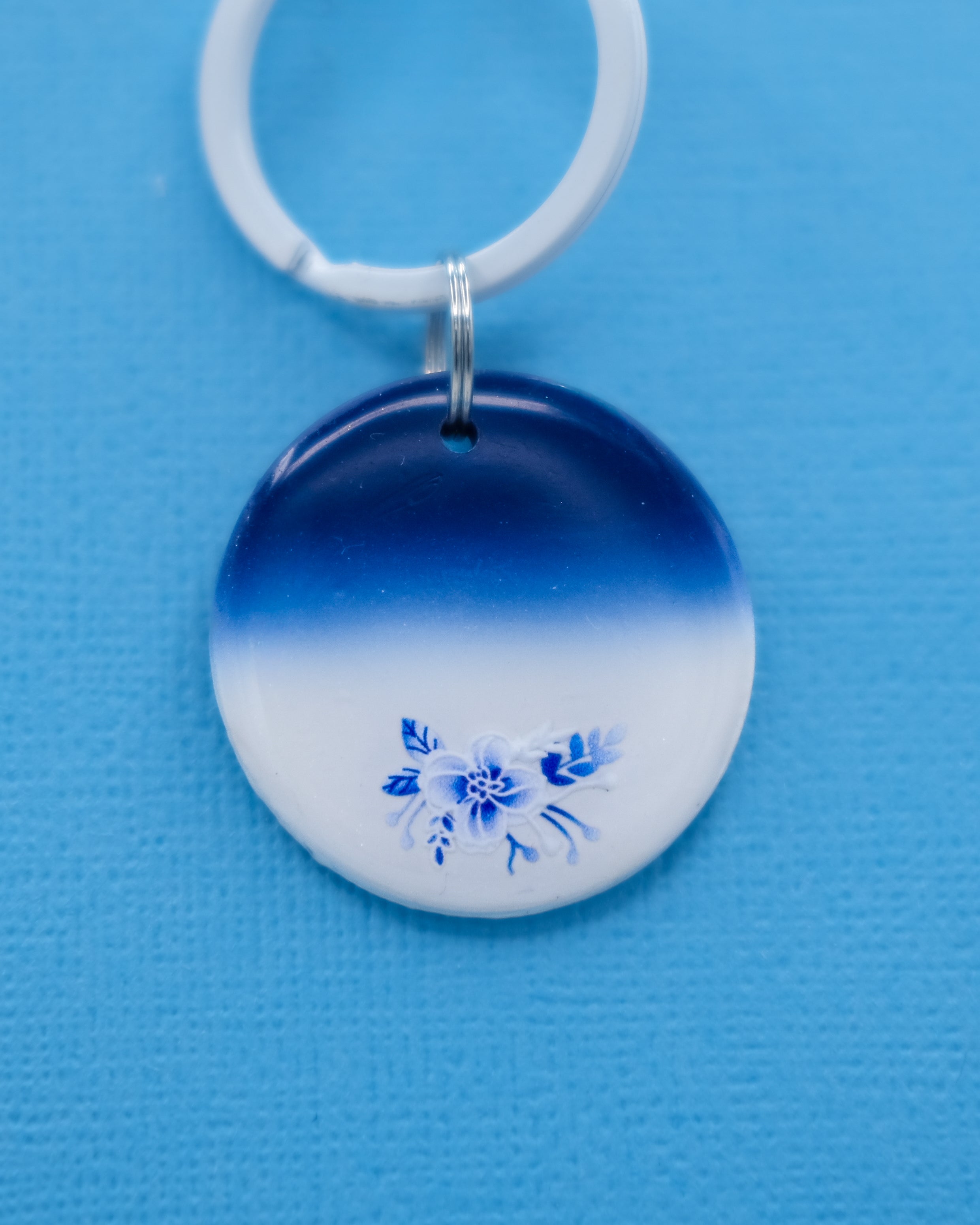 Blue Porcelain Floral Tag